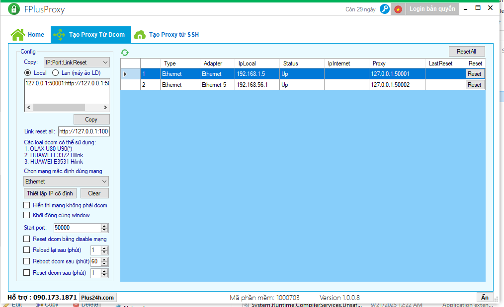 FPlus Proxy - Phần mềm tạo proxy 4g từ LAN và VPS