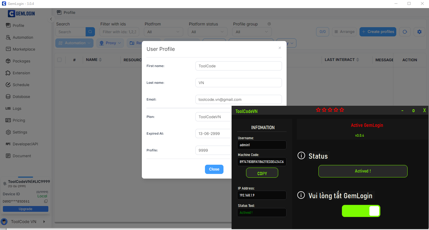 GemLogin New Version Unlimited Profiles