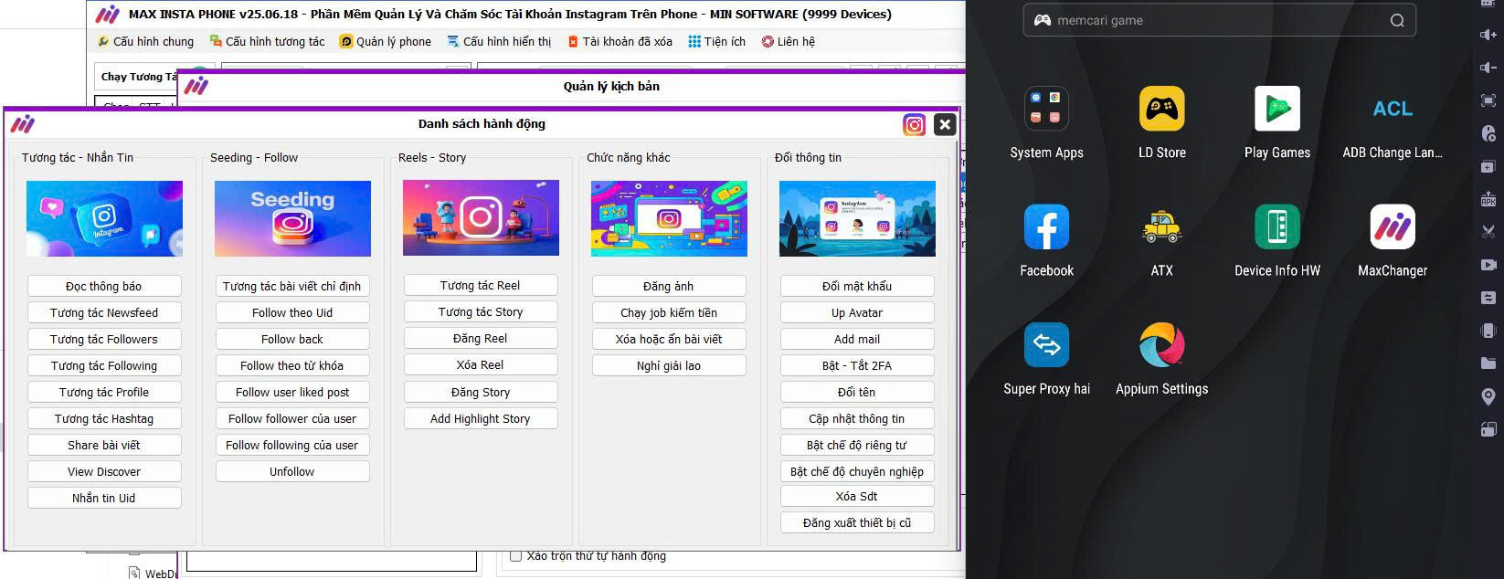 Max Insta Phone (New Version) - Phần mềm quản lý tài khoản Instagram số lượng lớn sử dụng Phone -Auto Update