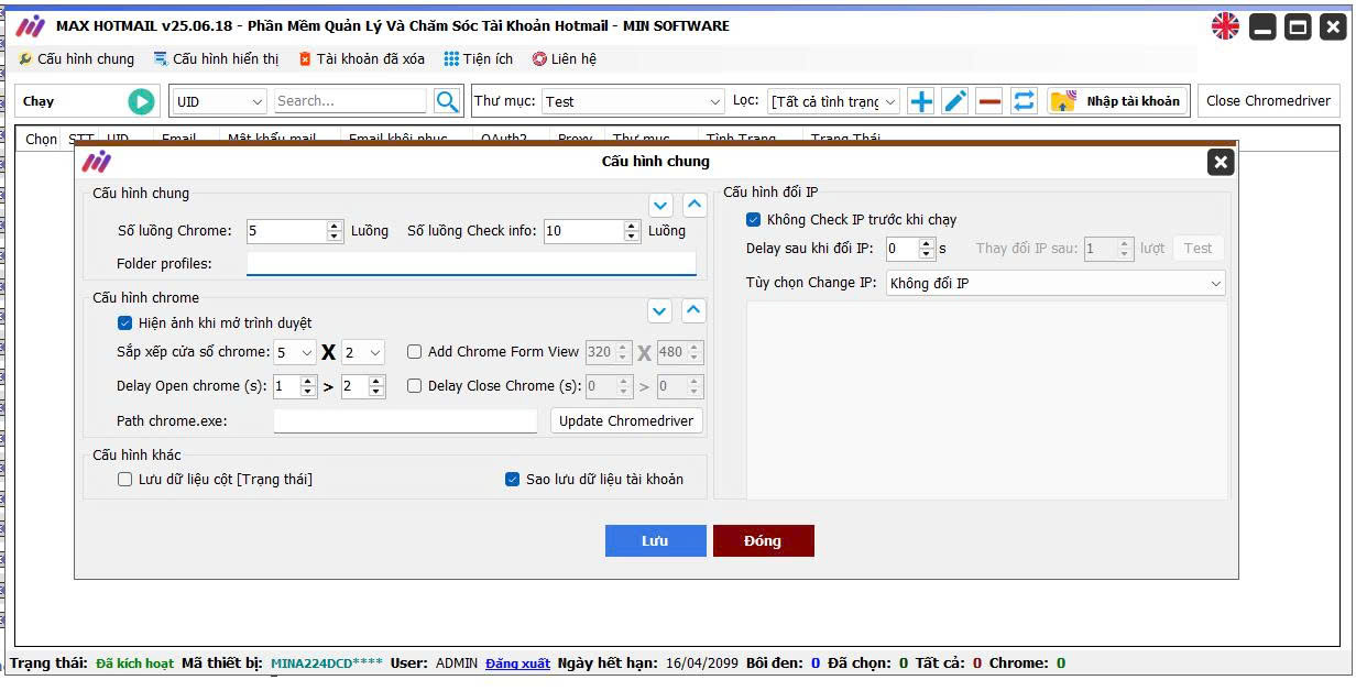 Max Hotmail (New Version) - Phần mềm quản lý Hotmail / Outlook số lượng lớn - Auto Update
