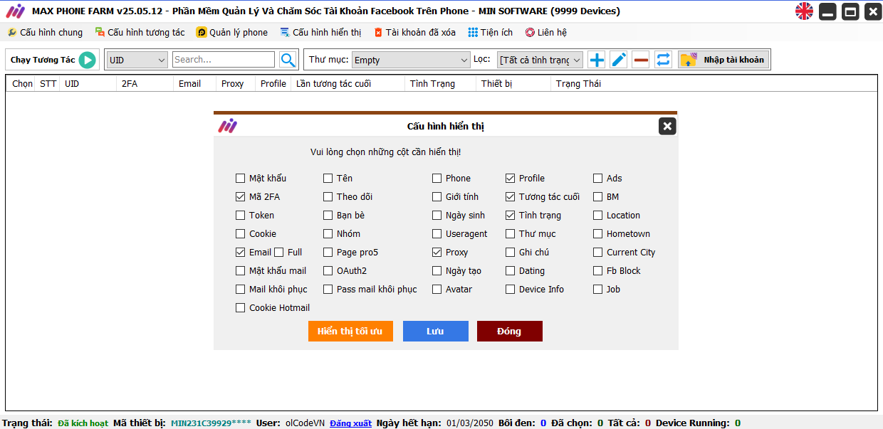 Max Phone Farm Unlimited Devices (New Version) - Phần mềm quản lý tài khoản Facebook trên phone farm - Auto Update