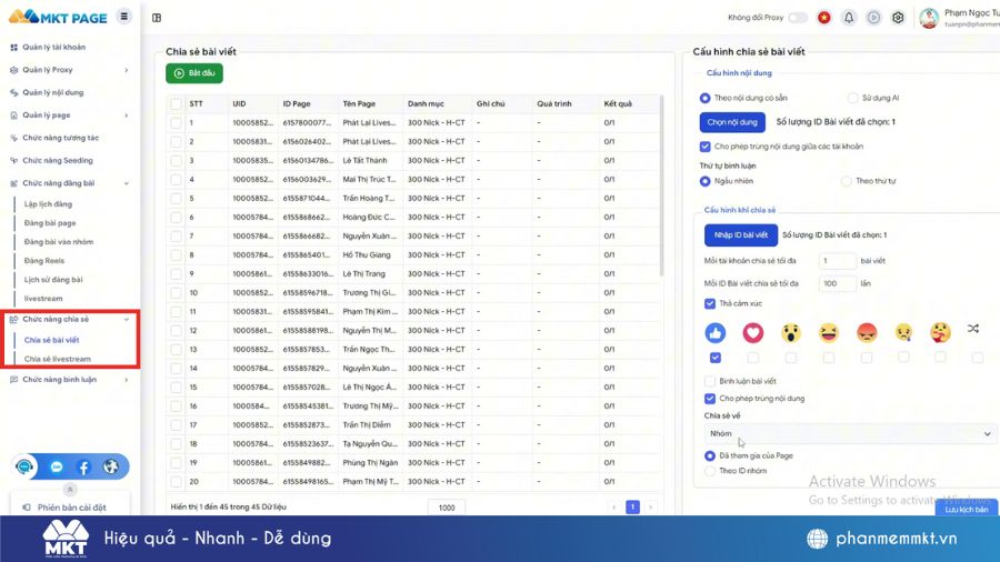 MKT Page – Phần mềm quản lý Fanpage hàng loạt