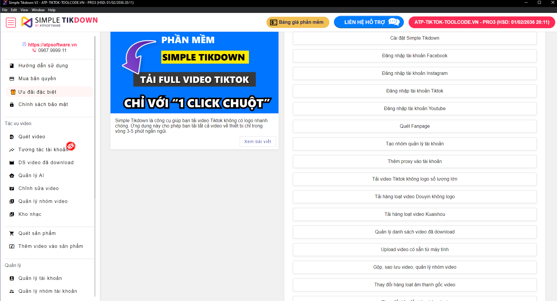SimpleTikdown V2 - Phần mềm tải và đăng video đa nền tảng (Auto Update)