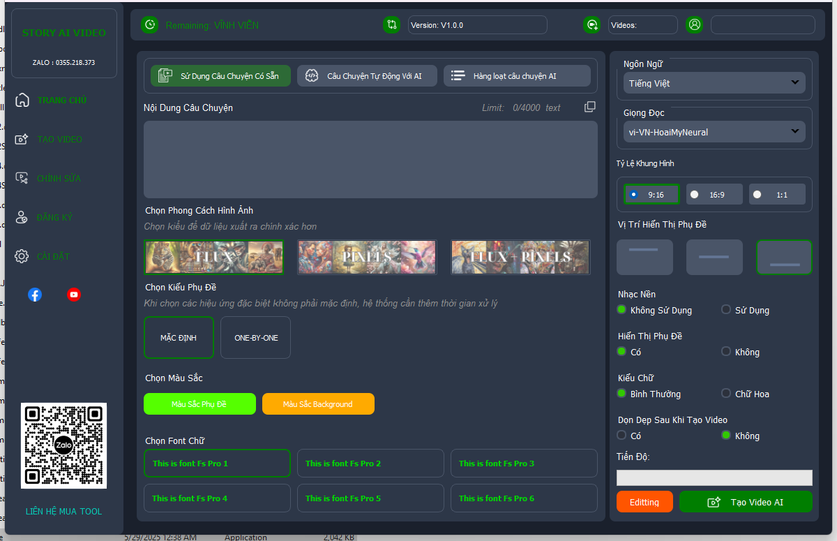 Active StoryAI - Phần mềm tạo video AI miễn phí